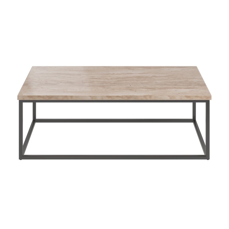 Rectangular Beige Travertine Effect Coffee Table - Demi