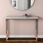 White Marble Effect Console Table with Chrome Legs - Demi