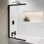 GRADE A1 - Matt Black Sliding Bath Screen - Denver