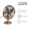 electriQ 12 Inch  Copper Desk Fan with Oscillating Function and Steady Base