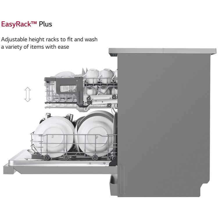 Refurbsihed LG TrueSteam QuadWash DF222FPS 14 Place Freestanding Dishwasher Silver