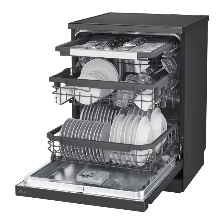 LG TrueSteam QuadWash Freestanding Dishwasher - Smart Wi-Fi, B-Rated, Matte Black