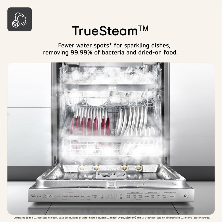LG TrueSteam Freestanding Dishwasher - Smart Wi-Fi A-Rated - Black