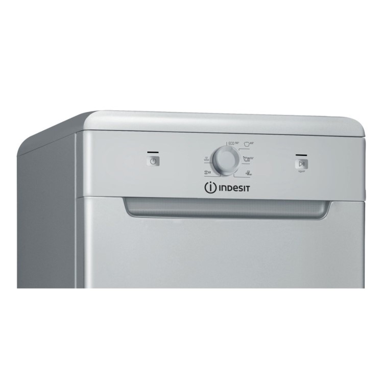 Indesit Freestanding Slimline Dishwasher - Quick Wash - Silver