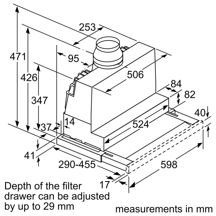 Refurbished Bosch Serie 4 DFS067A51B 60cm Telescopic Canopy Cooker Hood Stainless Steel
