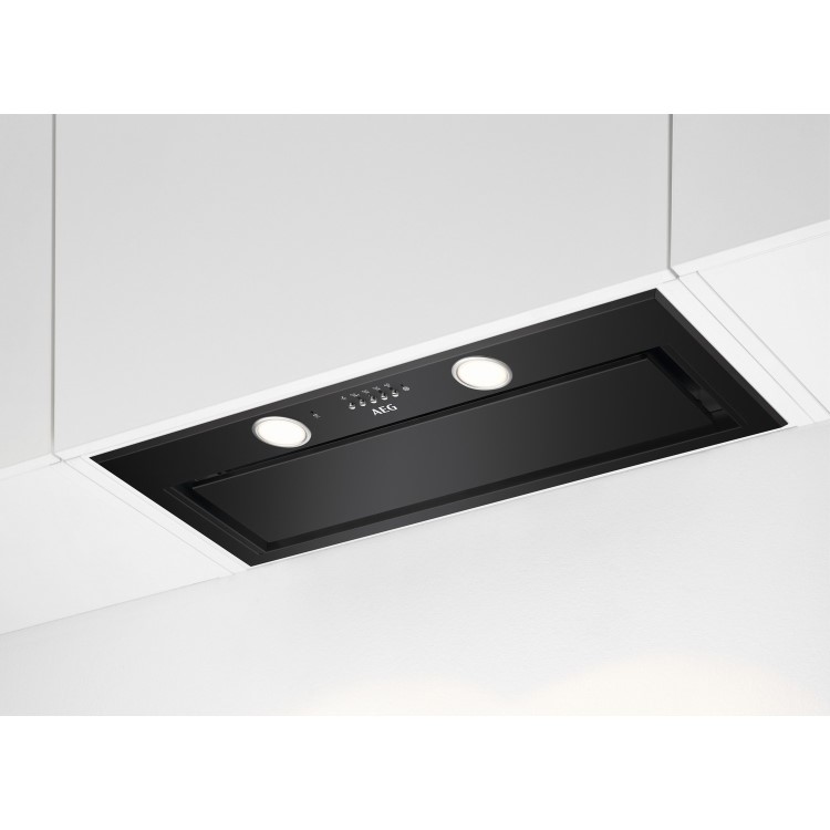 AEG 6000 Series 80cm Canopy Cooker Hood with Hob2Hood - Matt Black