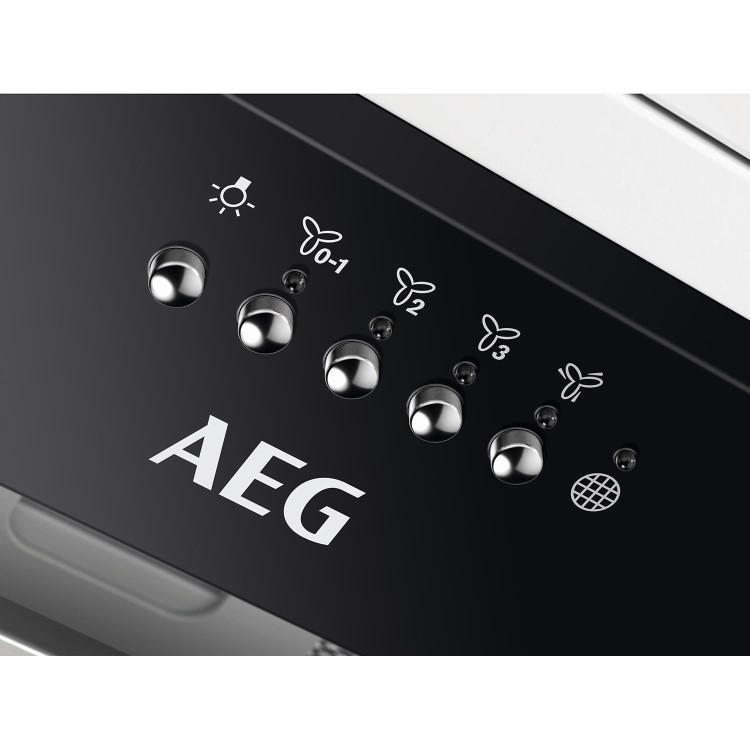 AEG 6000 Series 80cm Canopy Cooker Hood with Hob2Hood - Matt Black