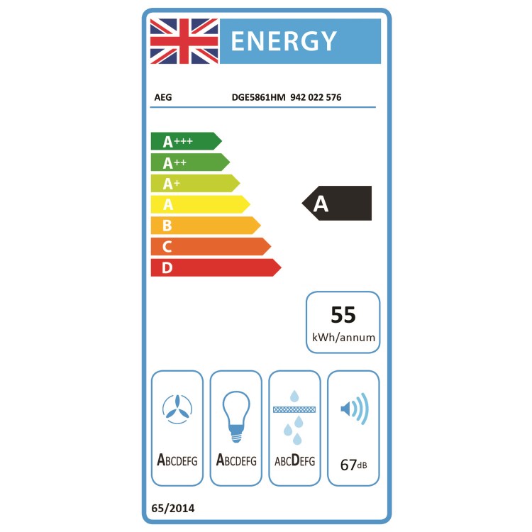 AEG 6000 Series 80cm Canopy Cooker Hood with Hob2Hood - Stainless Steel
