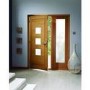 External Oak Dowelled Double Glazed Pattern 10 Side Light with Frosted Glass - Unfinished, 1981 x 584 x 44 mm