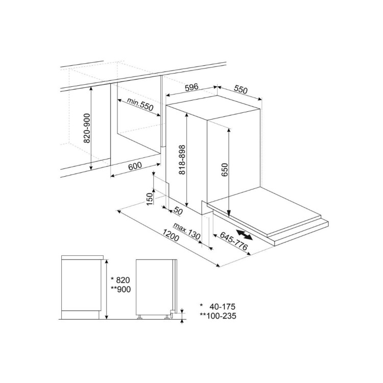 Smeg Integrated Dishwasher - Self-Cleaning D-Rated Black control panel