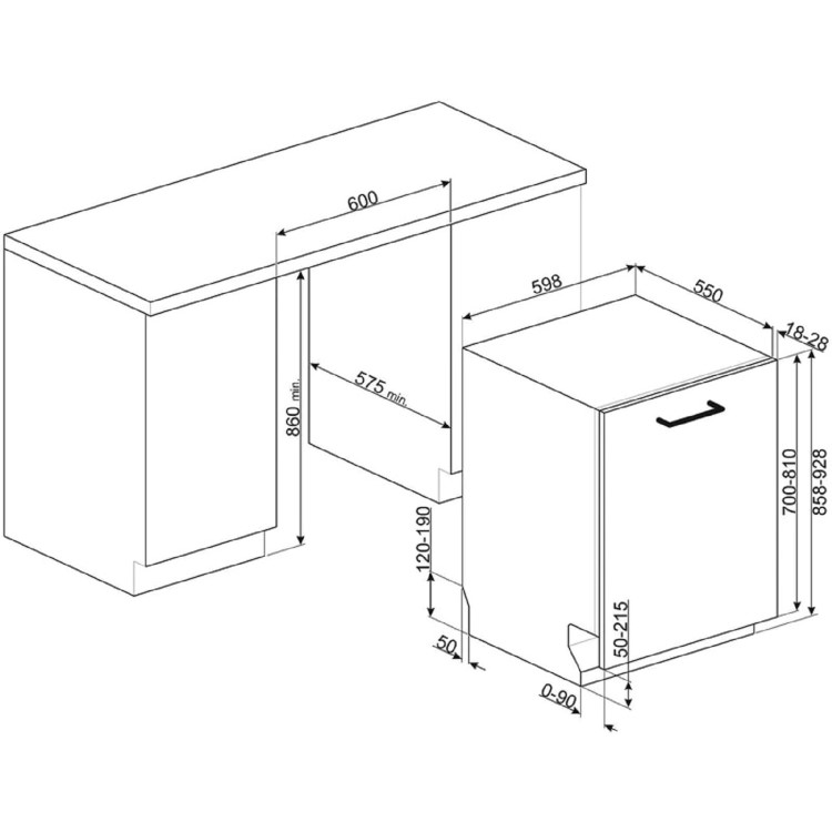 Smeg Maxi Height Integrated Dishwasher - B-Rated, Silver control panel