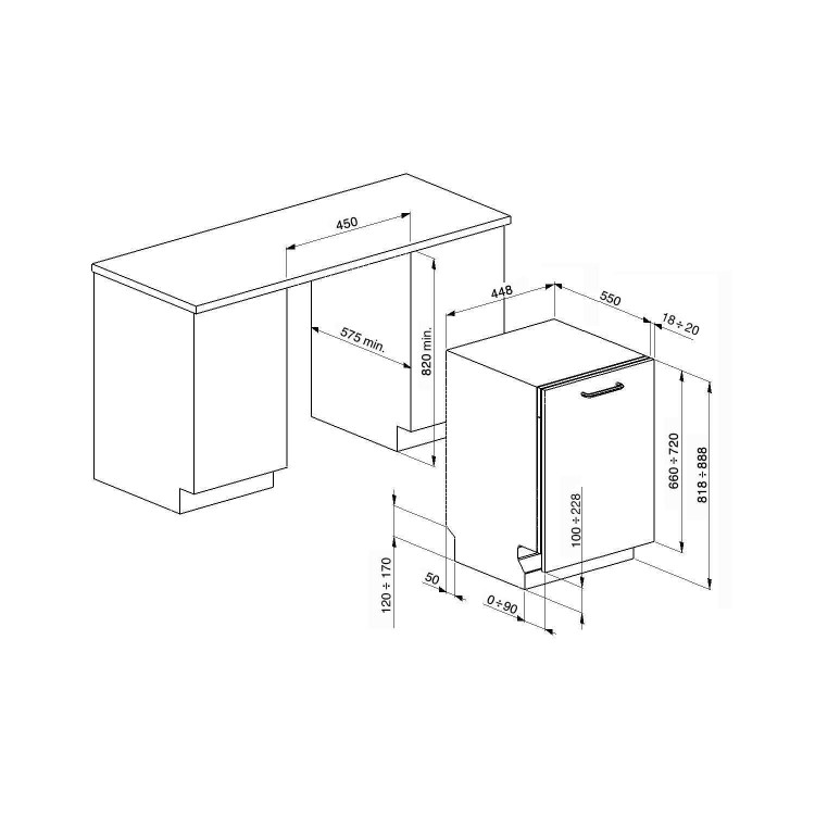Smeg DI45CL 10 Place Fully Integrated Slimeline Dishwasher-Stainless Steel