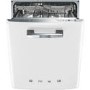 Smeg DI6FABWH 60cm 50s Style White Built-in Dishwasher with 13 place settings and FlexiDuo Baskets