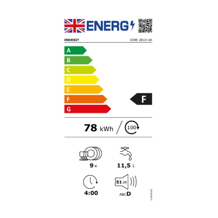 Refurbished Indesit DI9E2B10UK 9 Place Integrated Slimline Dishwasher White