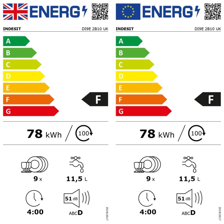 Refurbished Indesit DI9E2B10UK 9 Place Integrated Slimline Dishwasher White