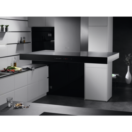 AEG 9000 Series 90cm Slimline Island Hood with Hob2Hood - Stainless Steel