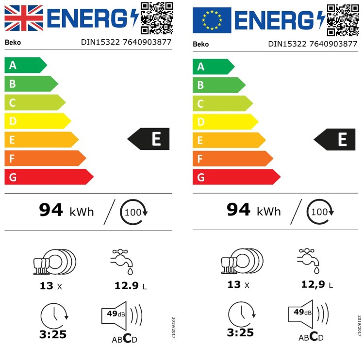 Refurbished Beko DIN15322 13 Place Fully Integrated Dishwasher