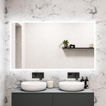 Rectangular Heated Bathroom Mirror with Lights Shaver Socket Bluetooth Speaker 1400 x 800mm Divine Page 1 BuyItDirect.ie