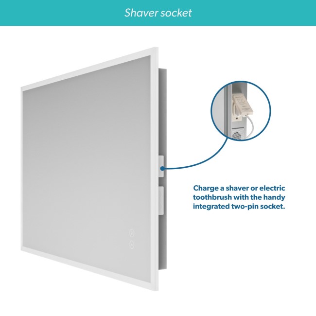Rectangular LED Heated Bathroom Mirror with Bluetooth & Shaver Socket 1400 x 800mm - Divine
