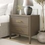 Dark Wood Wide 2 Drawer Bedside Table - Delilah