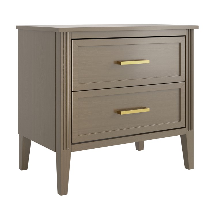 Dark Wood Wide 2 Drawer Bedside Table - Delilah