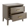 Dark Wood Wide 2 Drawer Bedside Table - Delilah