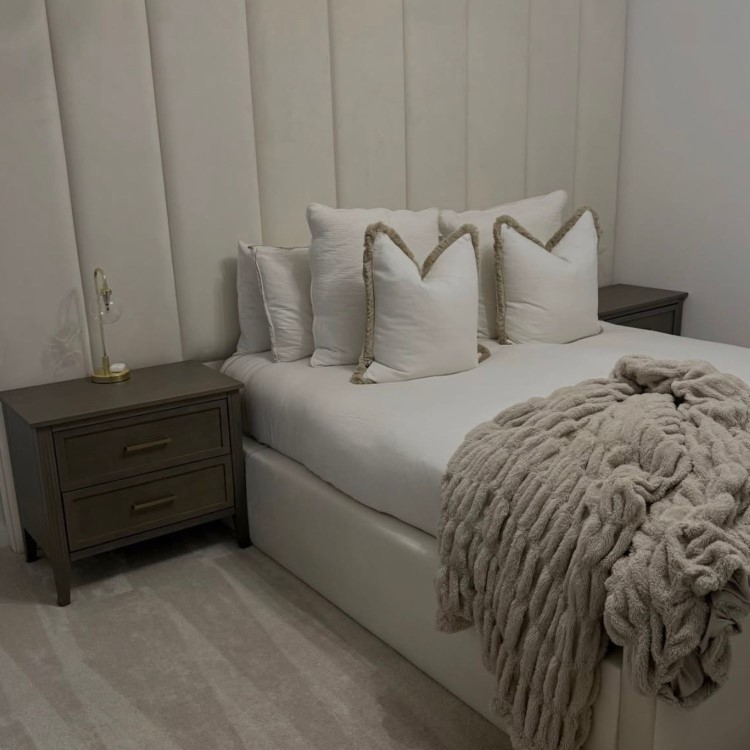 Dark Wood Wide 2 Drawer Bedside Table - Delilah