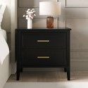 DLH012 Black Wide 2 Drawer Bedside Table - Delilah