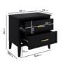 Black Wide 2 Drawer Bedside Table - Delilah