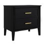 Black Wide 2 Drawer Bedside Table - Delilah