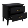 Black Wide 2 Drawer Bedside Table - Delilah