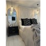 Black Wide 2 Drawer Bedside Table - Delilah