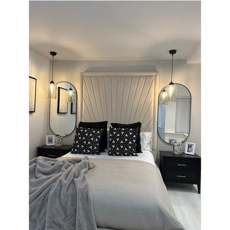 Black Wide 2 Drawer Bedside Table - Delilah