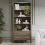 Dark Wood Tall Office Bookcase with 2 Drawers - Delilah