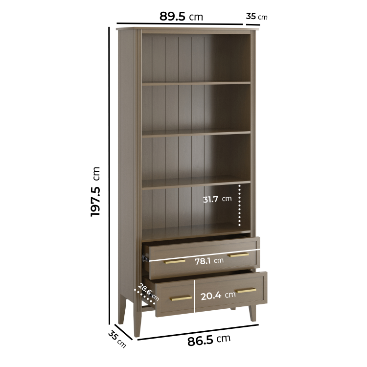Dark Wood Tall Office Bookcase with 2 Drawers - Delilah