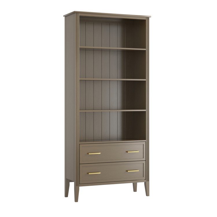 Dark Wood Tall Office Bookcase with 2 Drawers - Delilah