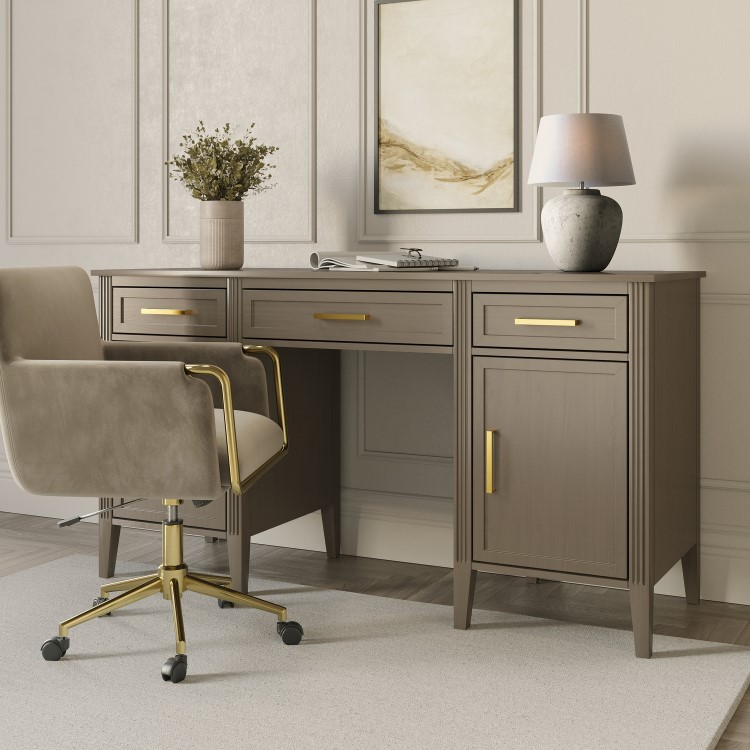 Dark Wood Office Desk with Drawers - Delilah