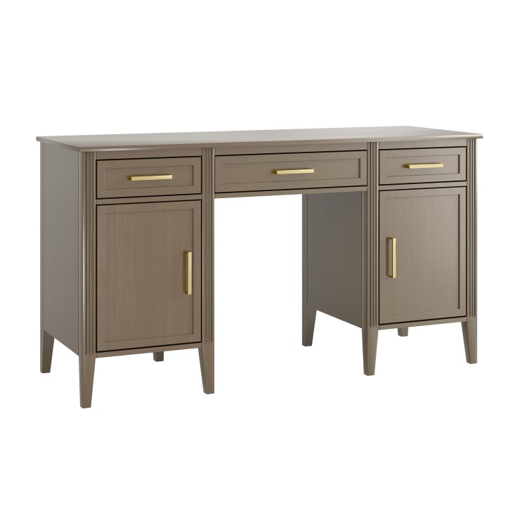 Dark Wood Office Desk with Drawers - Delilah