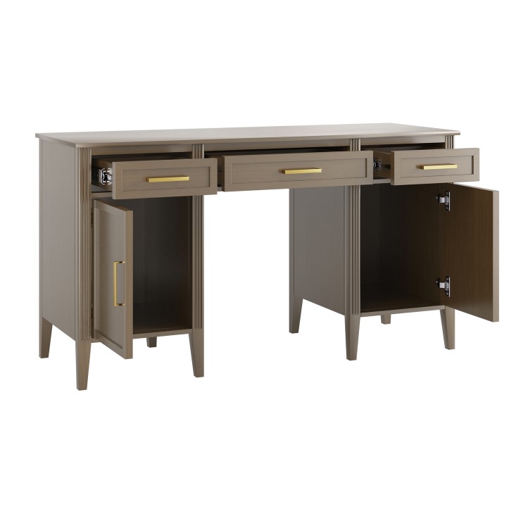 Dark Wood Office Desk with Drawers - Delilah