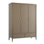 Dark Wood 3 Door Wardrobe with Drawers - Delilah
