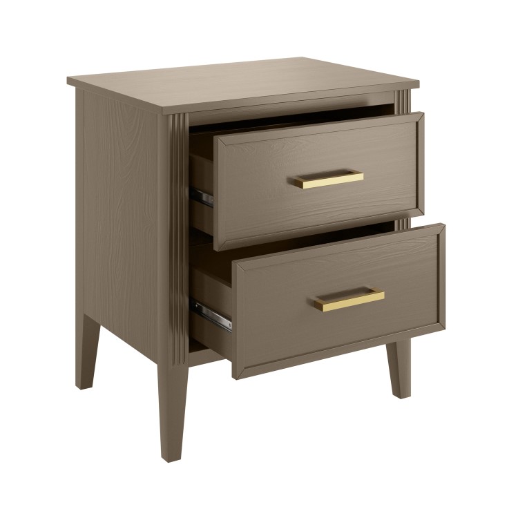 Dark Wood 2 Drawer Bedside Table - Delilah