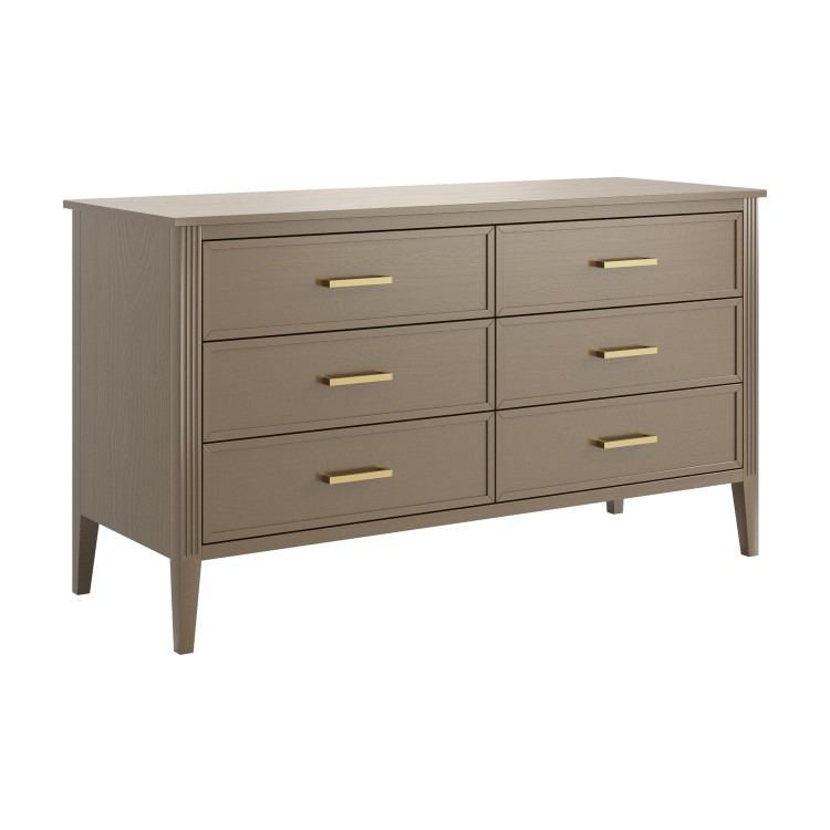 ONLY OPENED - Wide Dark Wood Chest Of 6 Drawers - Delilah