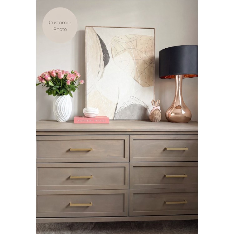 Wide Dark Wood Chest of 6 Drawers - Delilah