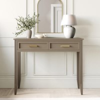 Dark Wood Dressing Table with 2 Drawers - Delilah