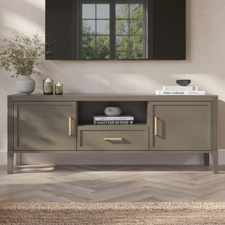 Large Dark Wooden TV Stand with Storage - TV's up to 65" - Delilah