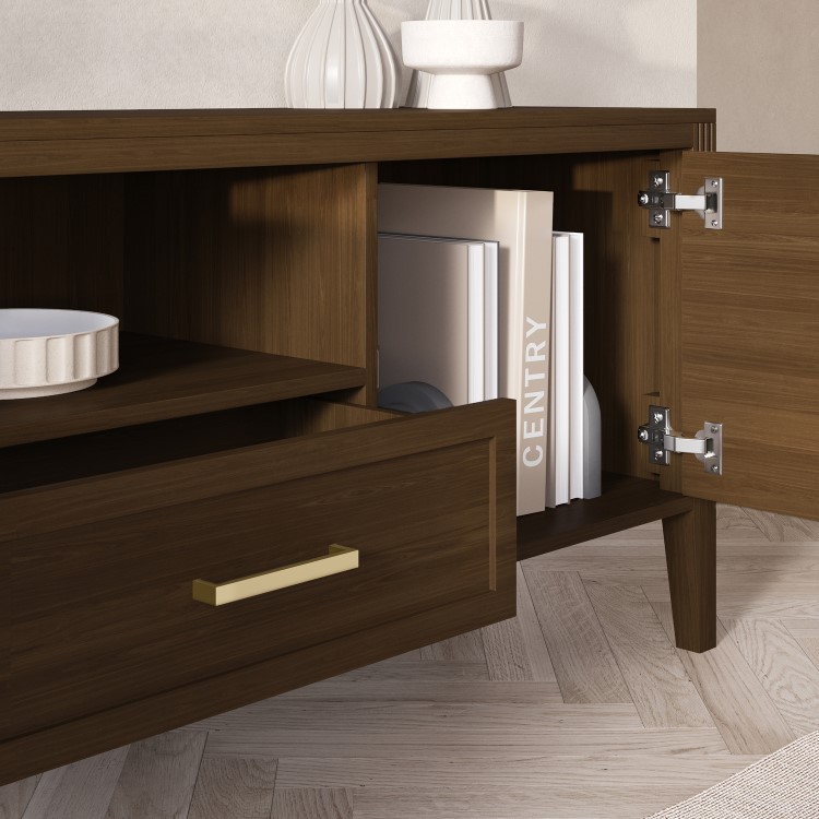 Large Walnut TV Stand with Storage - TV's up to 65" - Delilah