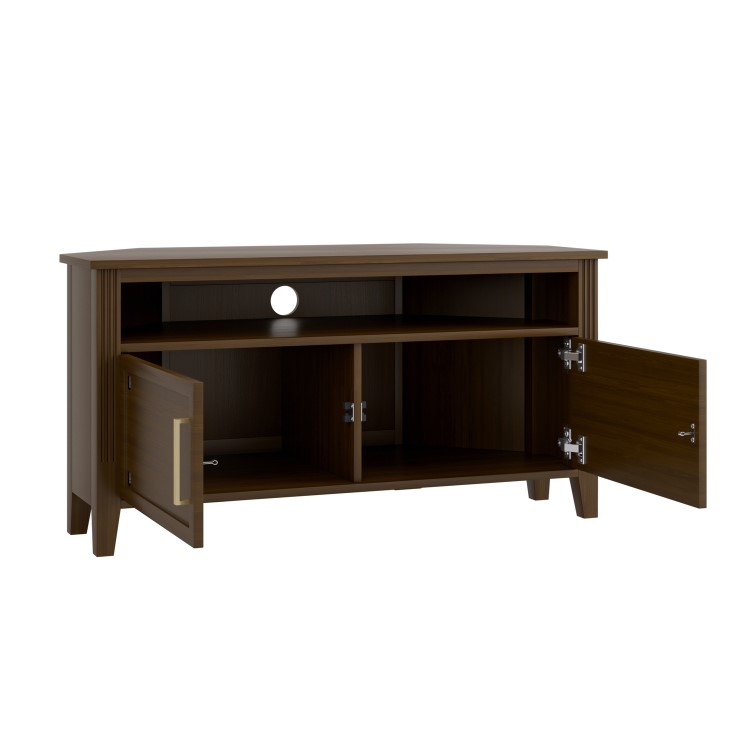 Corner Walnut TV Stand with Storage - TV's up to 43" - Delilah