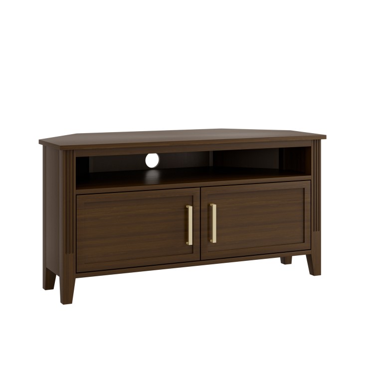 Corner Walnut TV Stand with Storage - TV's up to 43" - Delilah