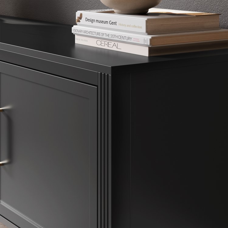 Large Black Wooden TV Stand with Storage - TV's up to 65" - Delilah