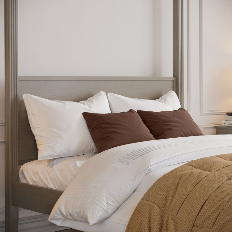 Double Four Poster Bed Frame in Dark Wood - Delilah